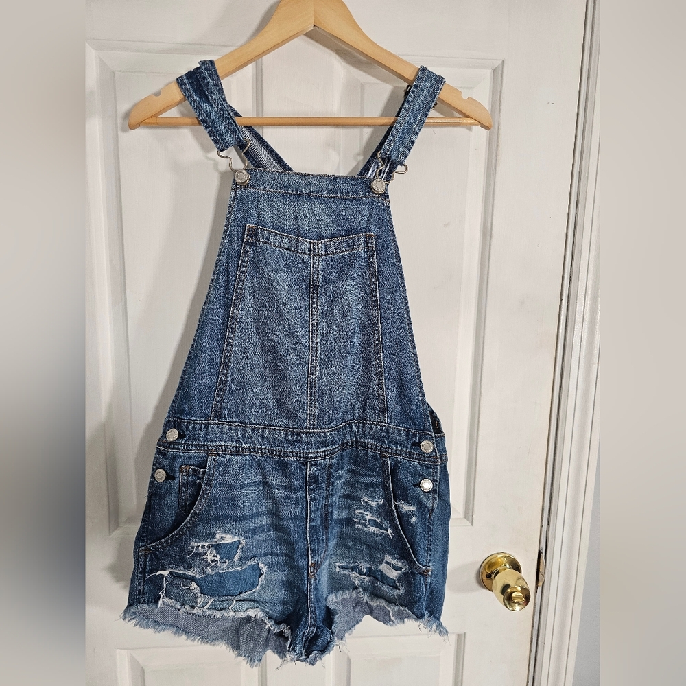 American Eagle Outfitters Distressed Denim Overalls Size Small